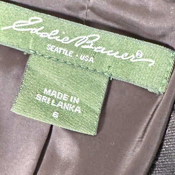 Eddie Bauer Blazer Jacket Size 6 Dark Brown Gray Button Back Detail - Picture 2 of 13